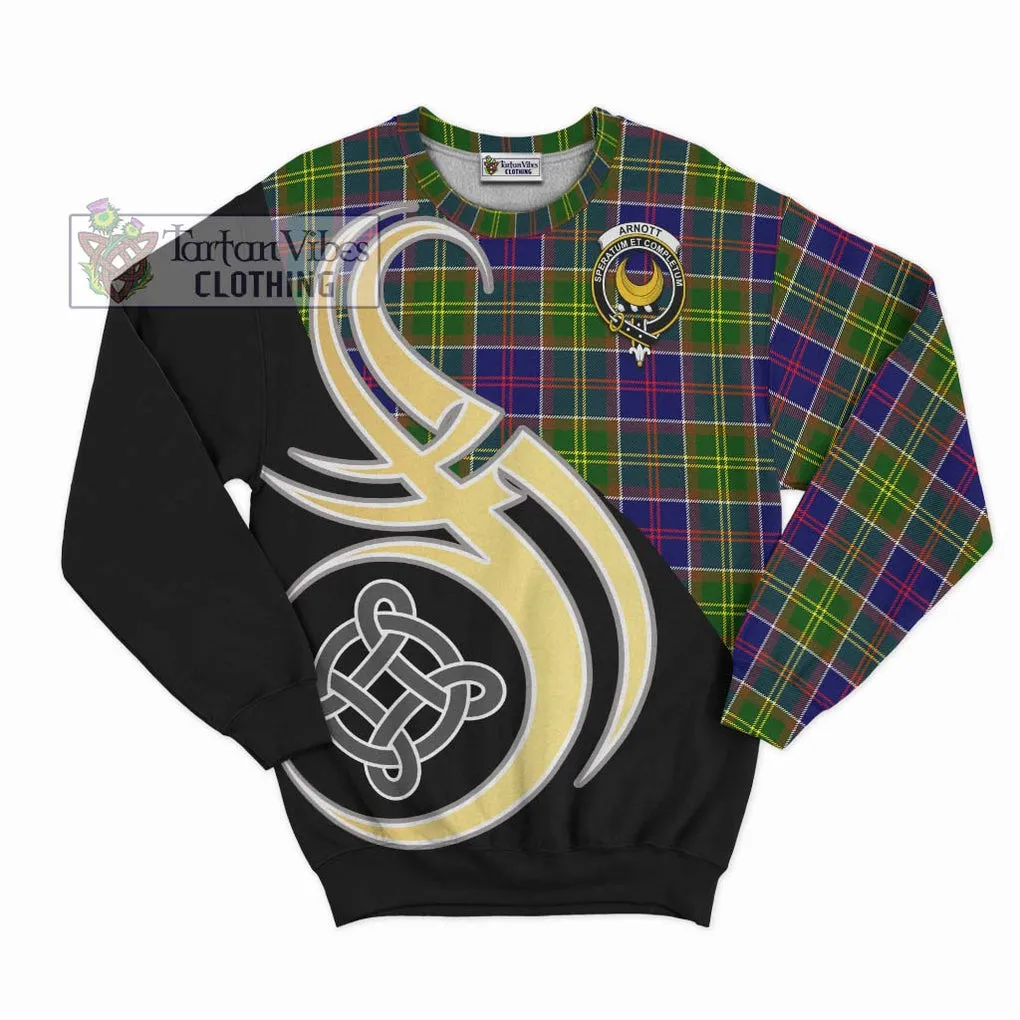 Arnott Tartan Sweatshirt with Family Crest and Celtic Symbol Style