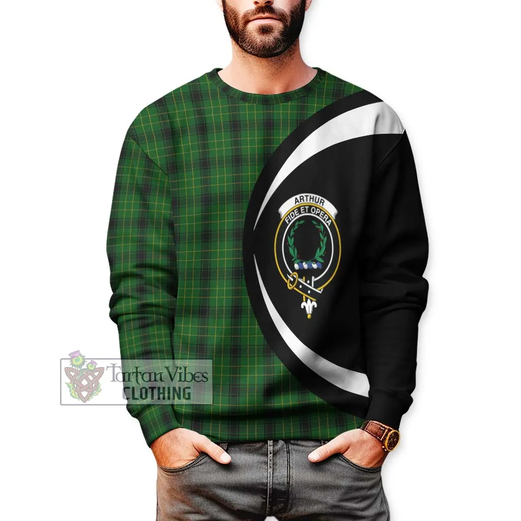 Arthur Highland Tartan Sweatshirt with Family Crest Circle Style