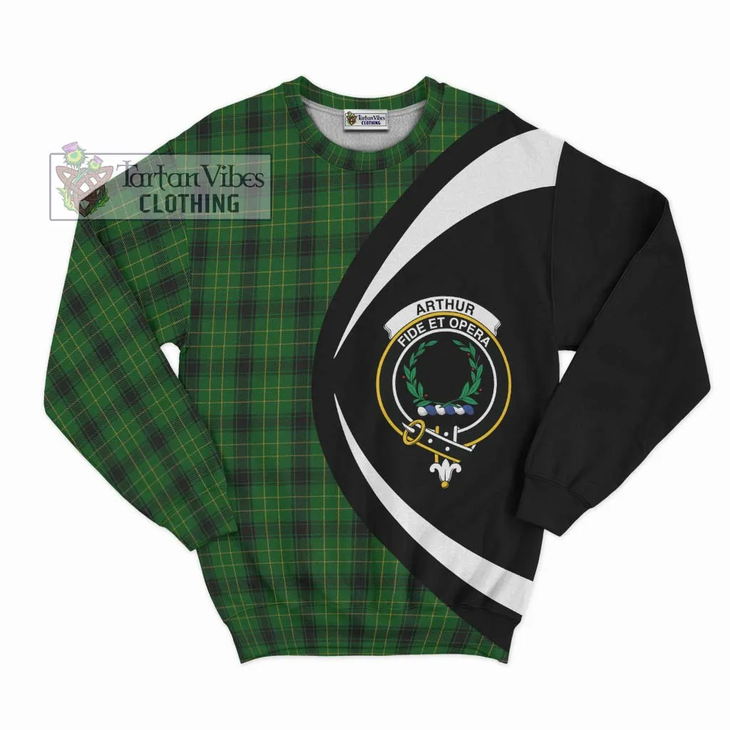 Arthur Highland Tartan Sweatshirt with Family Crest Circle Style