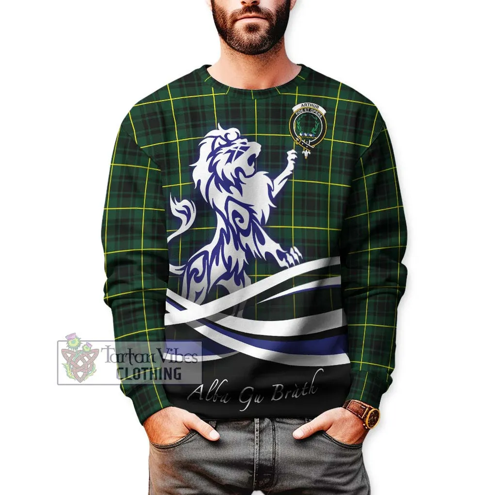 Arthur Modern Tartan Sweatshirt with Alba Gu Brath Regal Lion Emblem