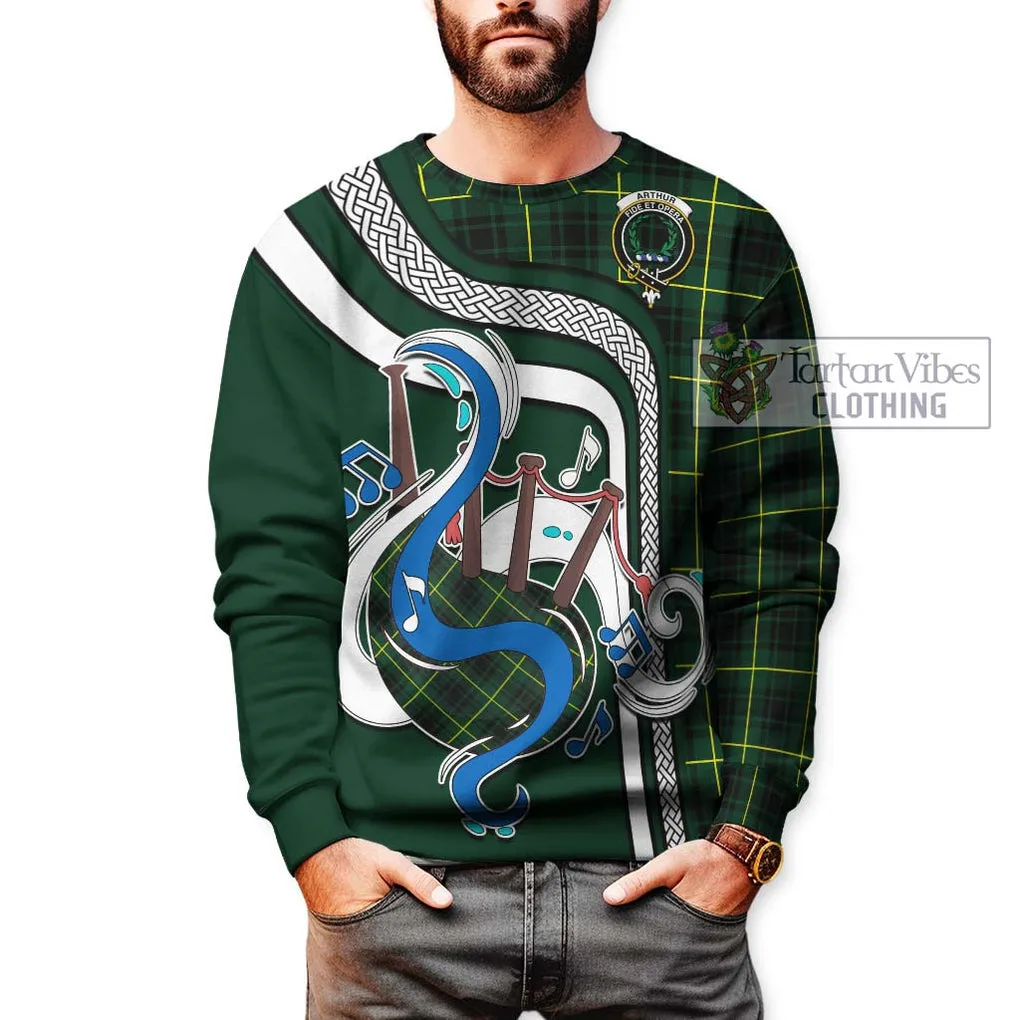 Arthur Modern Tartan Sweatshirt with Epic Bagpipe Style