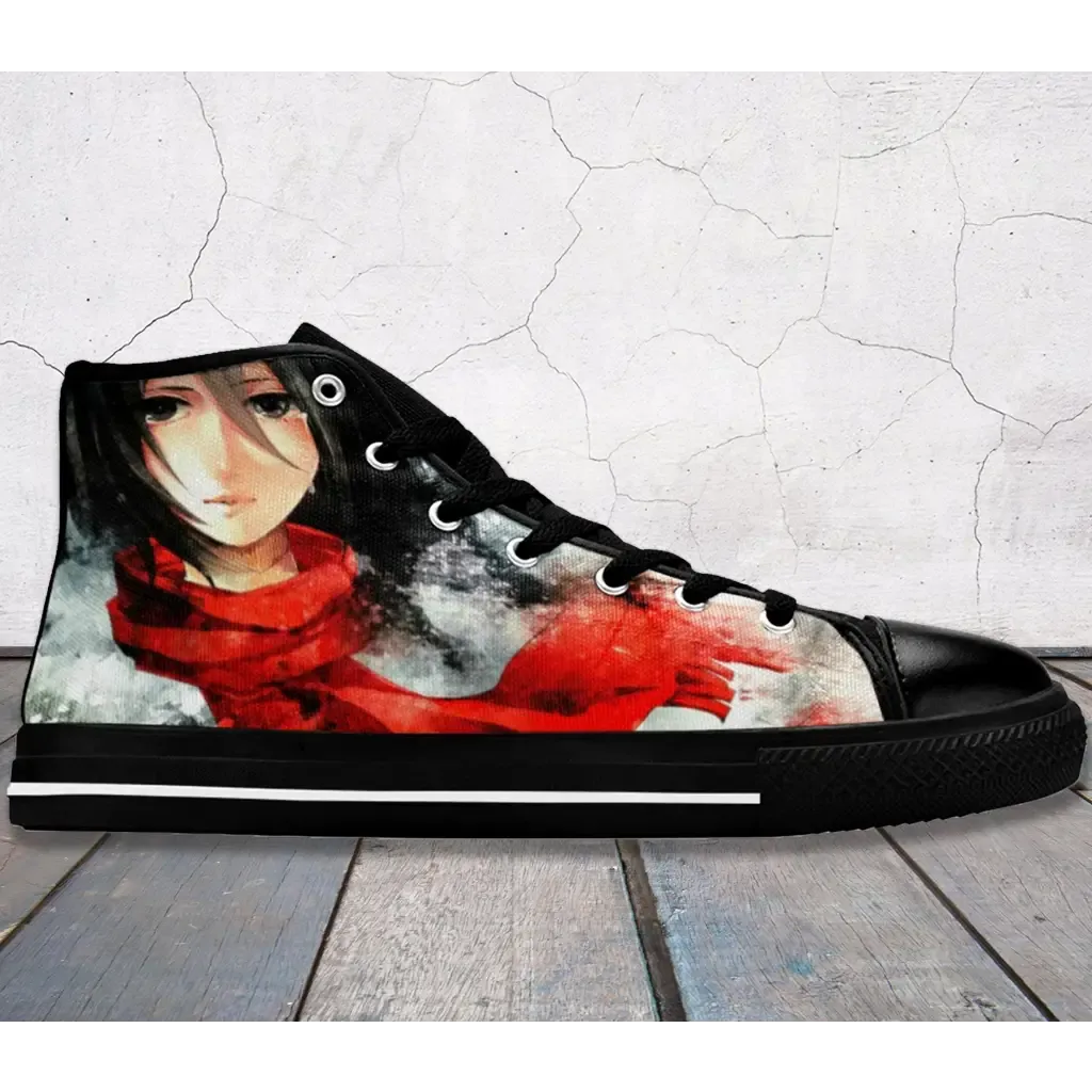 Attack on titan Beauty Mikasa Shoes High Top Sneakers for Kids and Adults