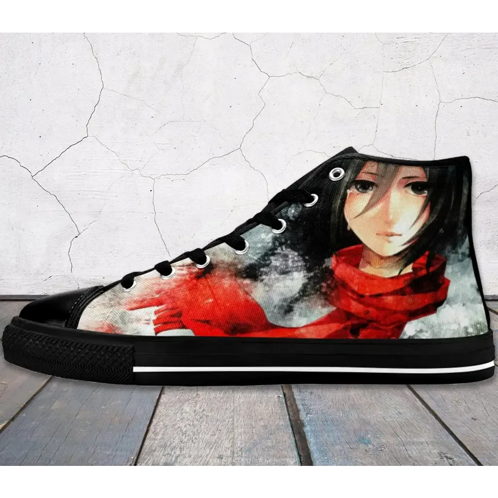 Attack on titan Beauty Mikasa Shoes High Top Sneakers for Kids and Adults