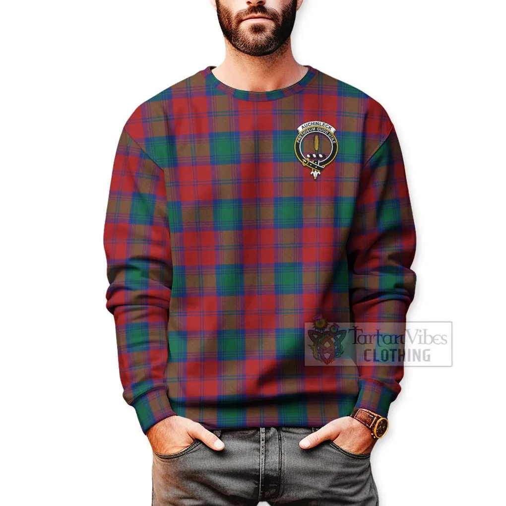 Auchinleck (Affleck) Tartan Sweatshirt with Family Crest Celtic Skull Style