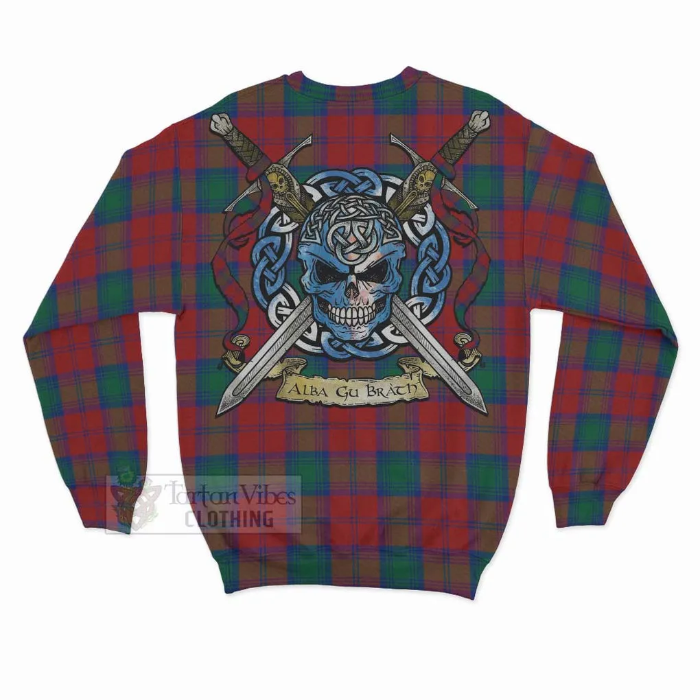 Auchinleck (Affleck) Tartan Sweatshirt with Family Crest Celtic Skull Style