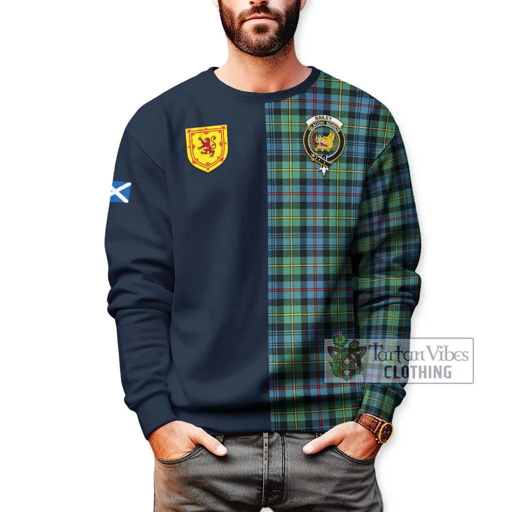 Bailey Ancient Tartan Sweatshirt Alba with Scottish Lion Royal Arm Half Style