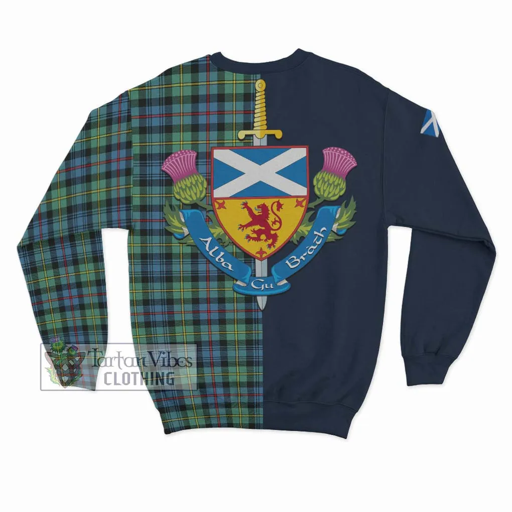 Bailey Ancient Tartan Sweatshirt Alba with Scottish Lion Royal Arm Half Style