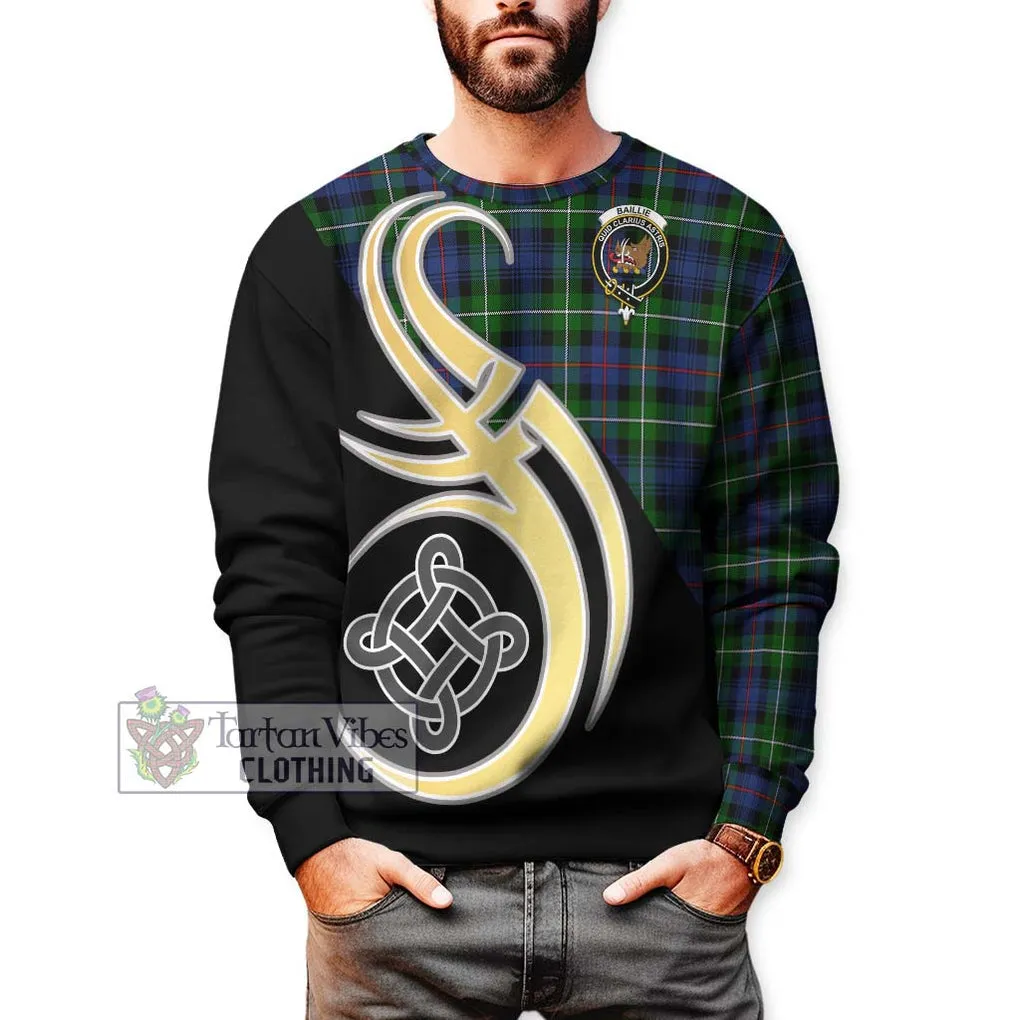 Baillie Tartan Sweatshirt with Family Crest and Celtic Symbol Style