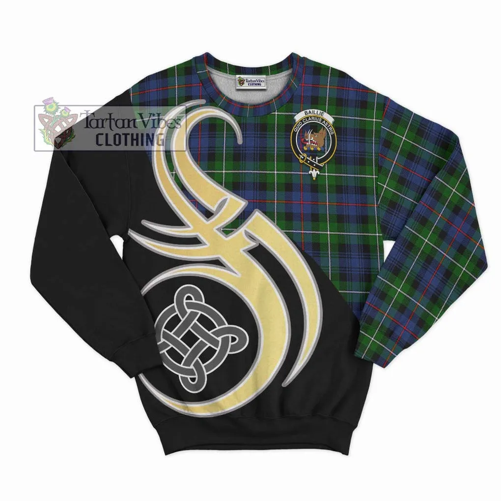 Baillie Tartan Sweatshirt with Family Crest and Celtic Symbol Style