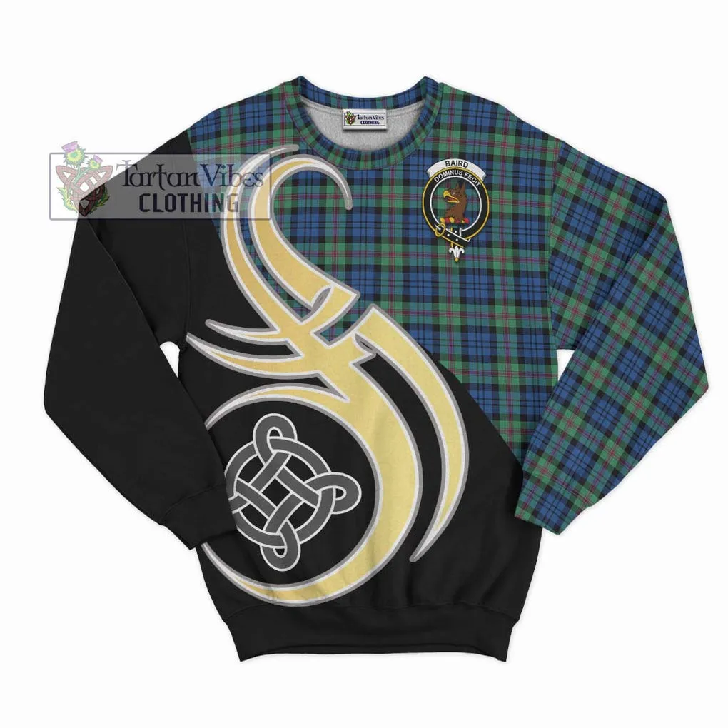 Baird Ancient Tartan Sweatshirt with Family Crest and Celtic Symbol Style