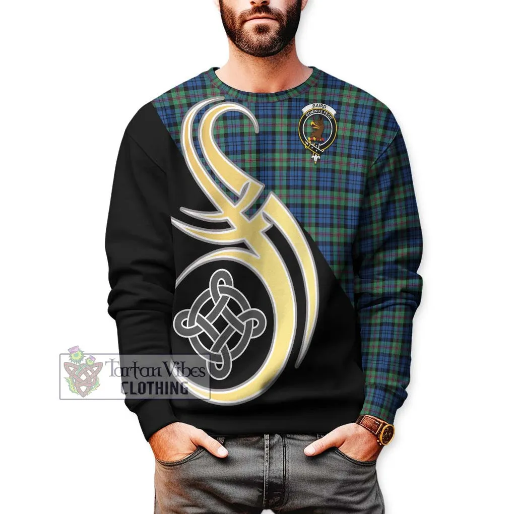 Baird Ancient Tartan Sweatshirt with Family Crest and Celtic Symbol Style