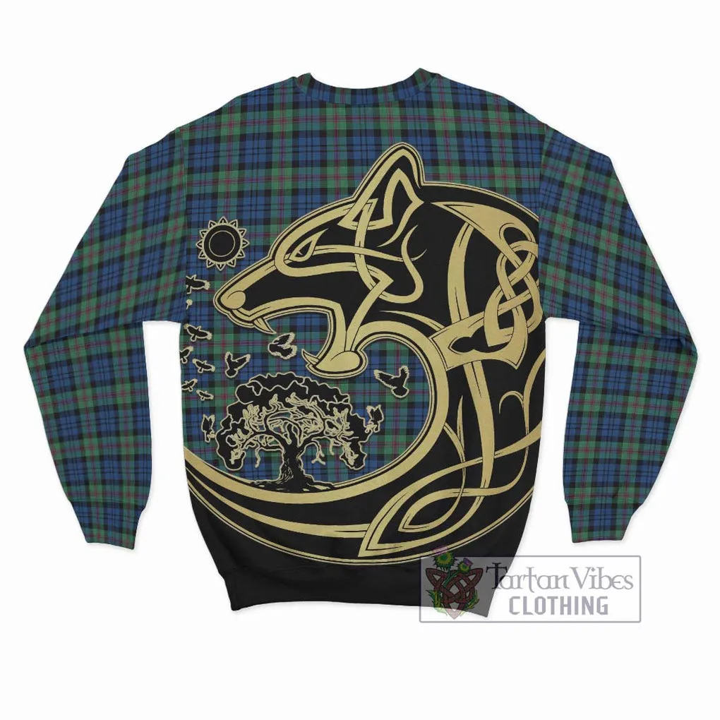 Baird Ancient Tartan Sweatshirt with Family Crest Celtic Wolf Style