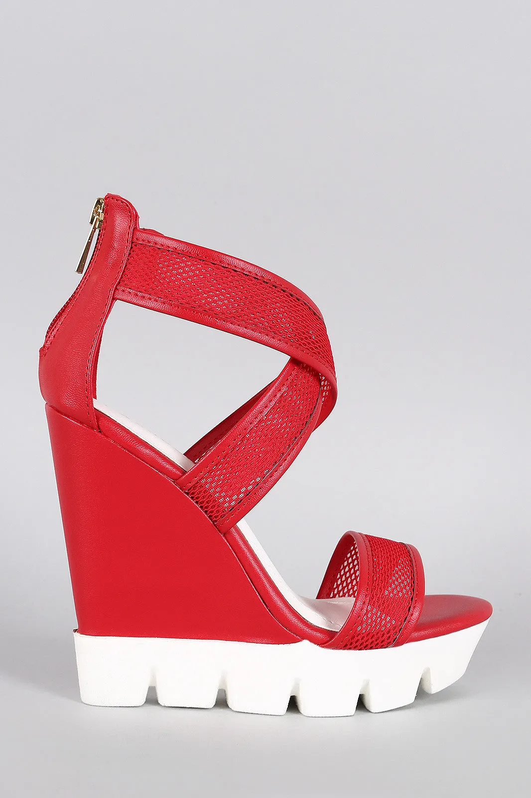 Bamboo Mesh Lug Sole Platform Wedge