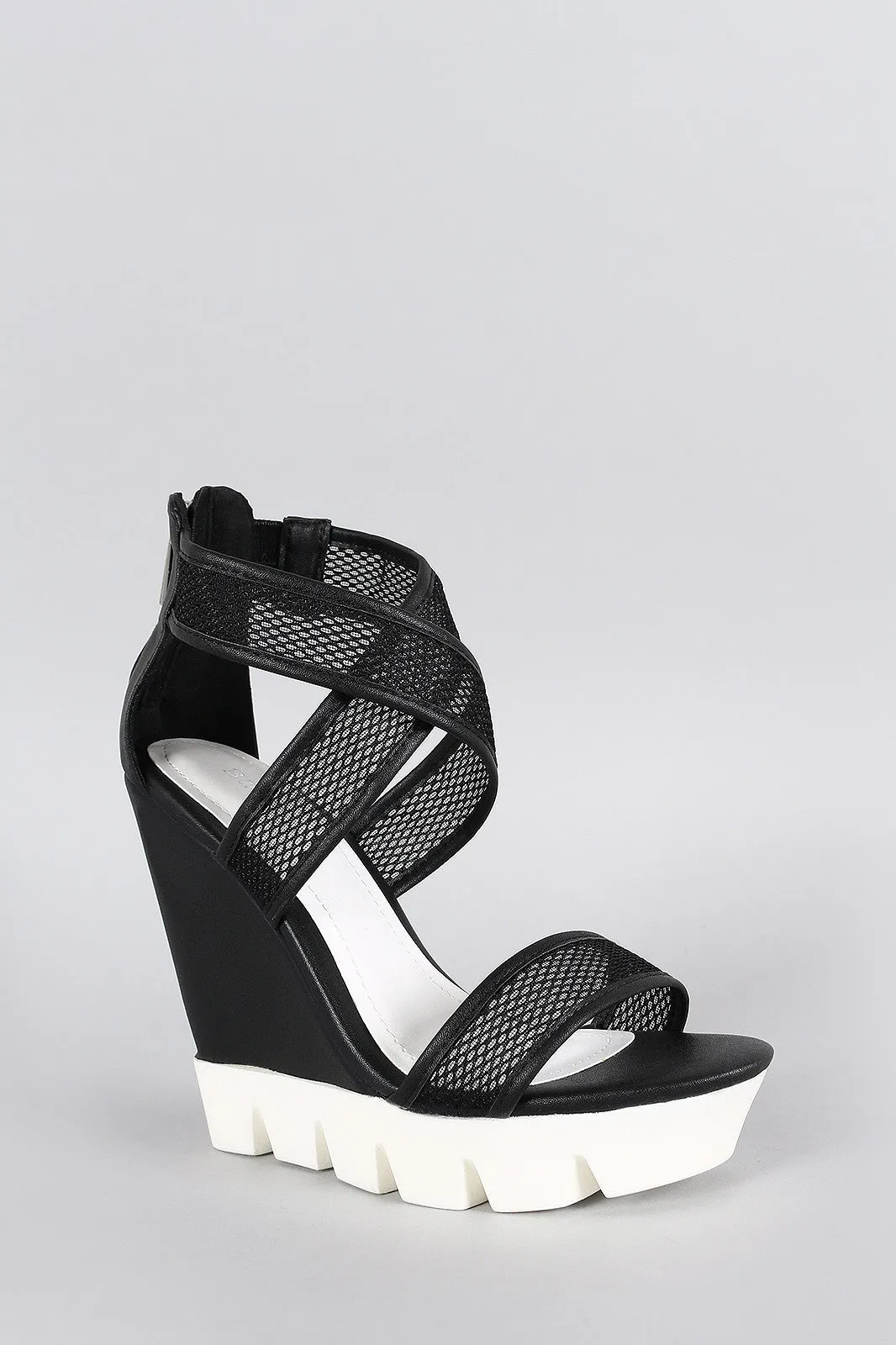 Bamboo Mesh Lug Sole Platform Wedge