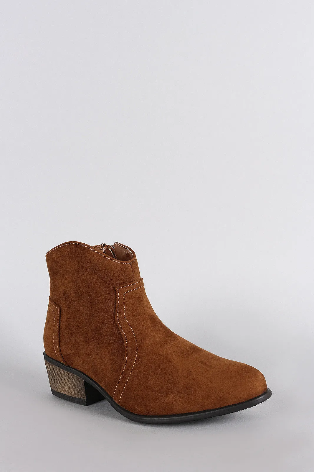 Bamboo Suede Almond Toe Cowgirl Booties