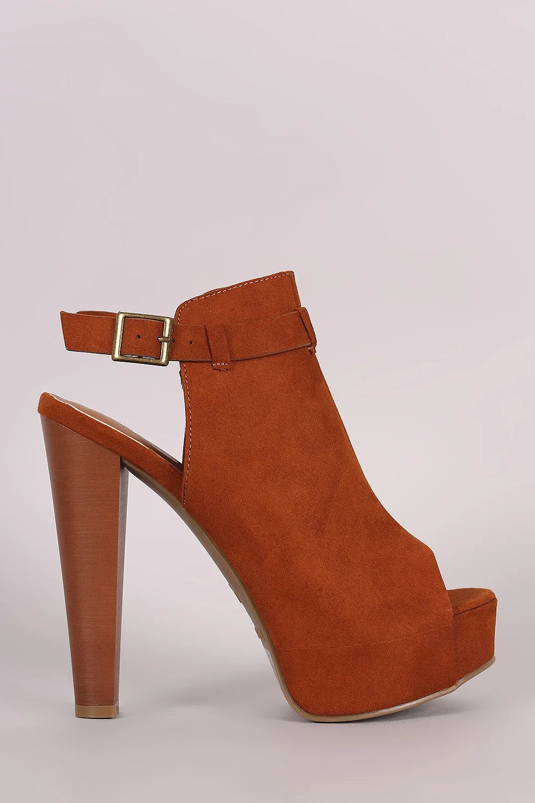 Bamboo Suede Chunky Heeled Booties