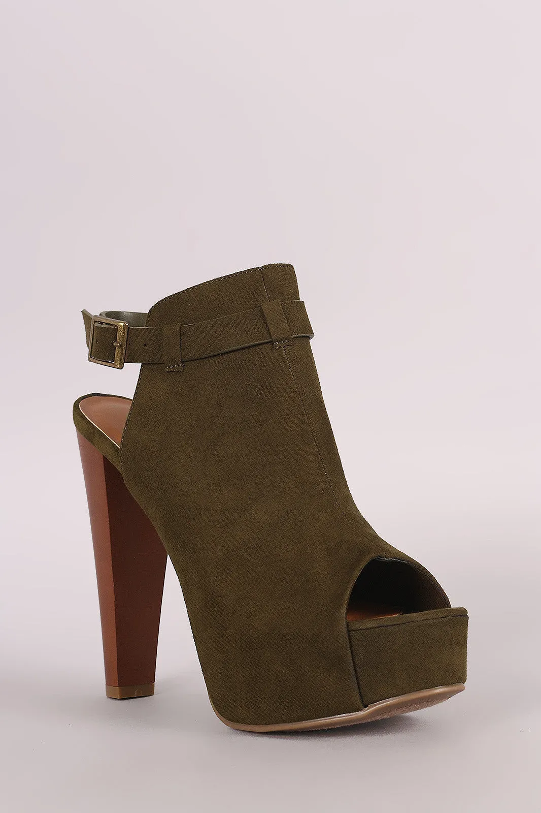 Bamboo Suede Chunky Heeled Booties