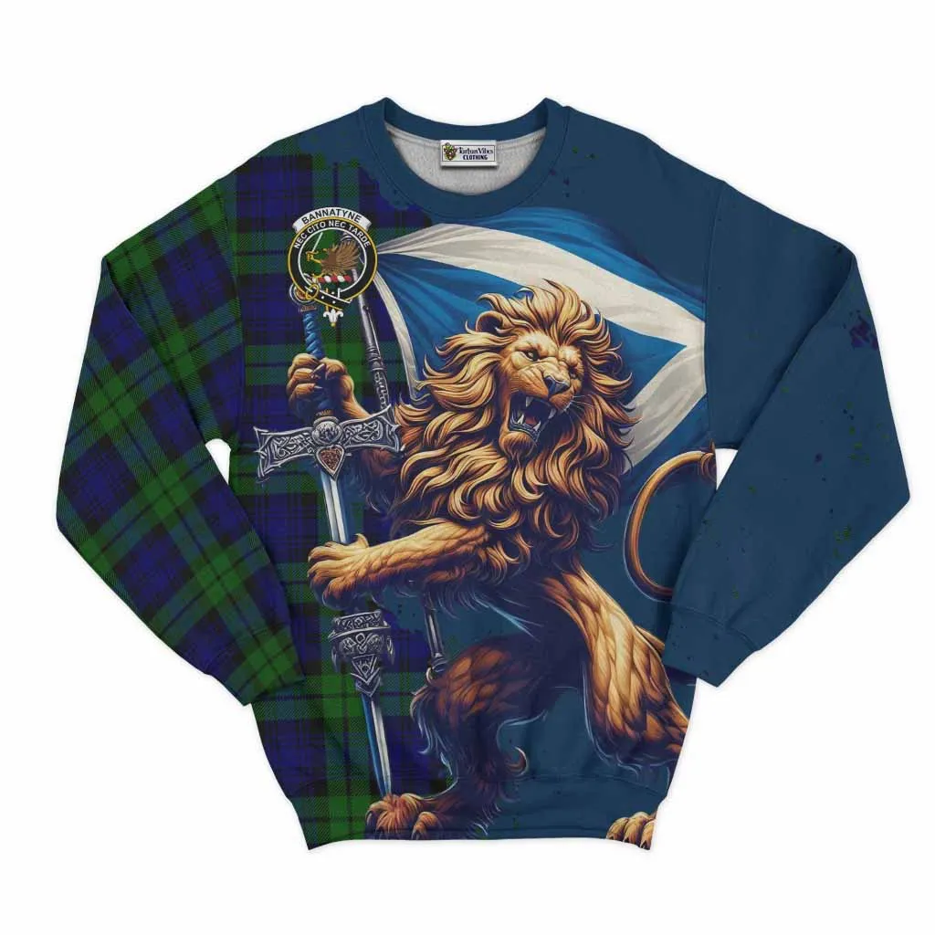 Bannatyne Tartan Family Crest Sweatshirt with Scottish Majestic Lion