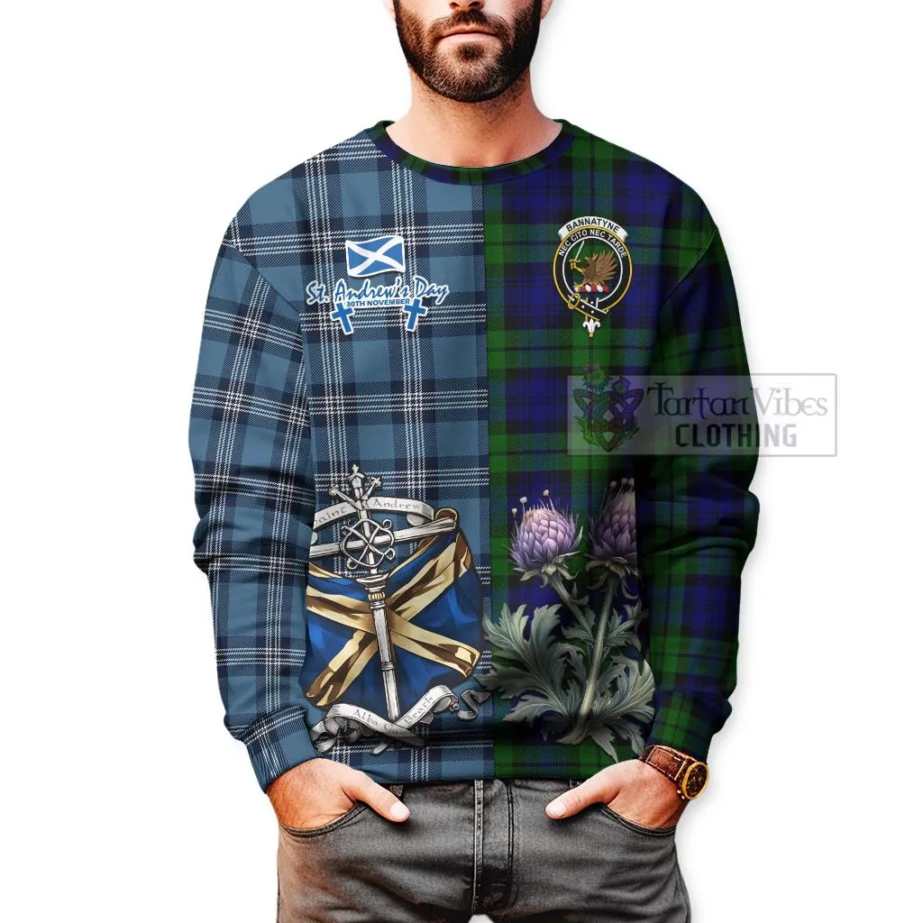 Bannatyne Tartan Sweatshirt Happy St. Andrew's Day Half Tartan Style