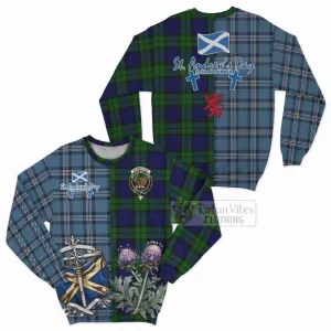 Bannatyne Tartan Sweatshirt Happy St. Andrew's Day Half Tartan Style