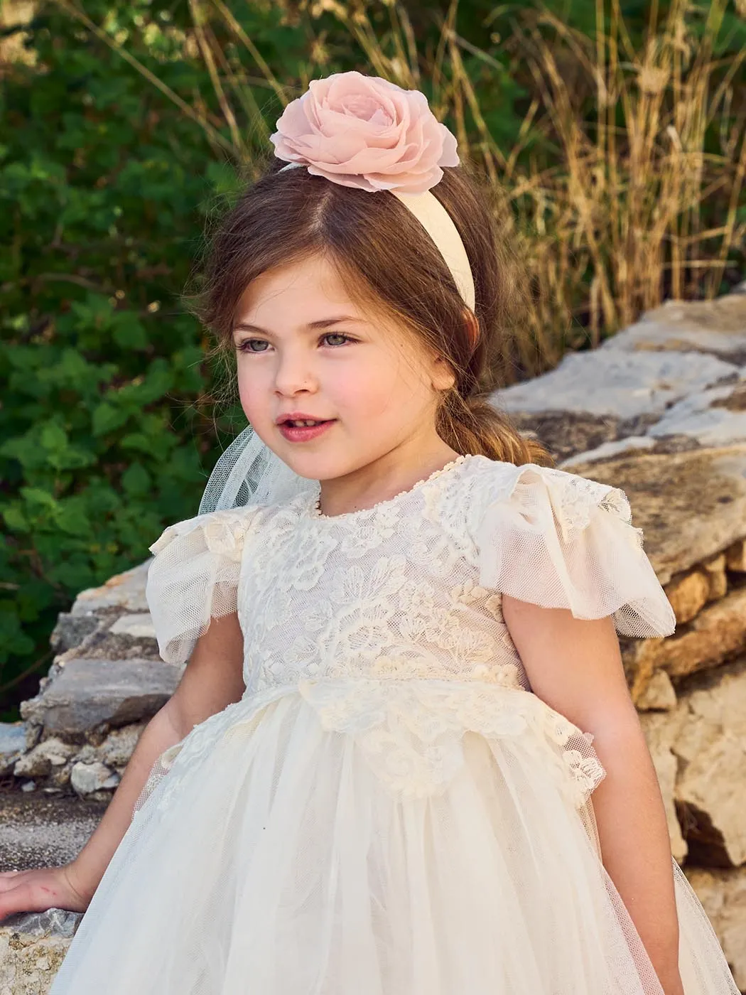 Baptism dress with lace-ELLIANNA