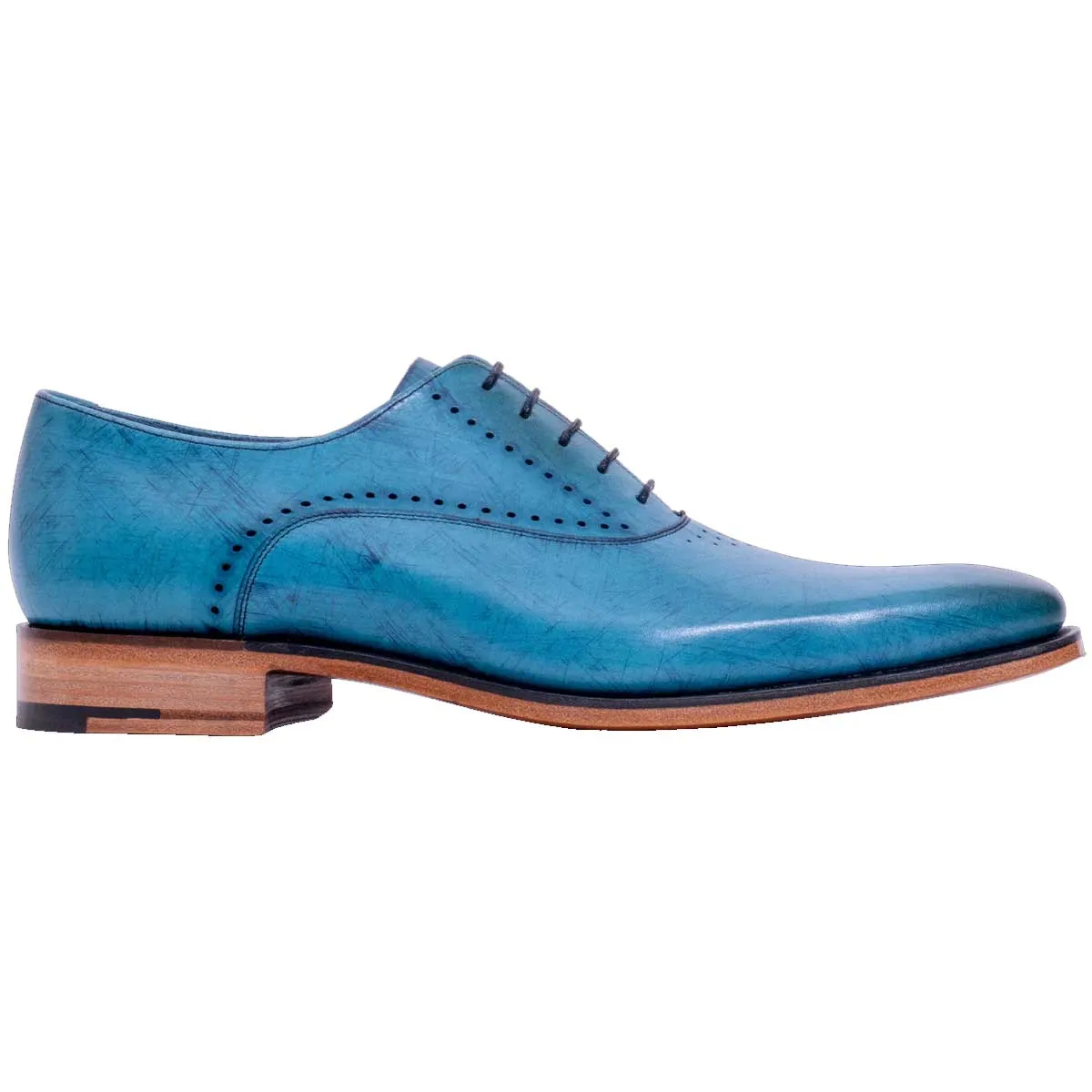 BARKER Witney Shoes - Mens - Blue Calf Hatch Effect