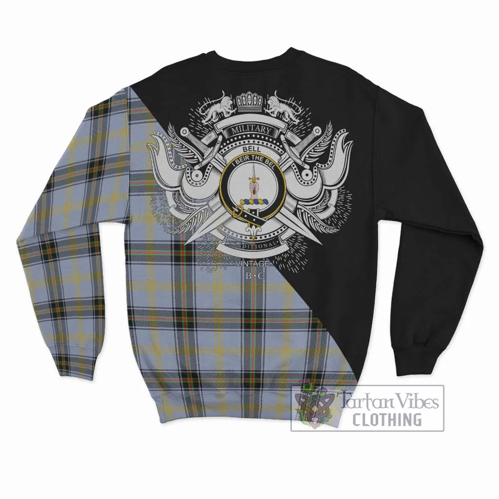 Bell of the Borders Tartan Sweatshirt with Family Crest and Military Logo Style