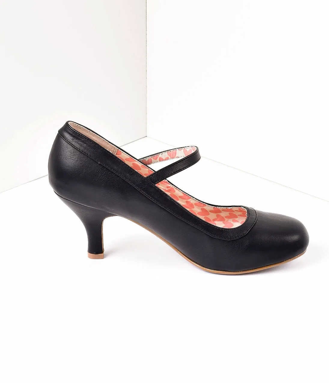 Bettie Page Black Leatherette Bettie Retro Mary Jane Heels