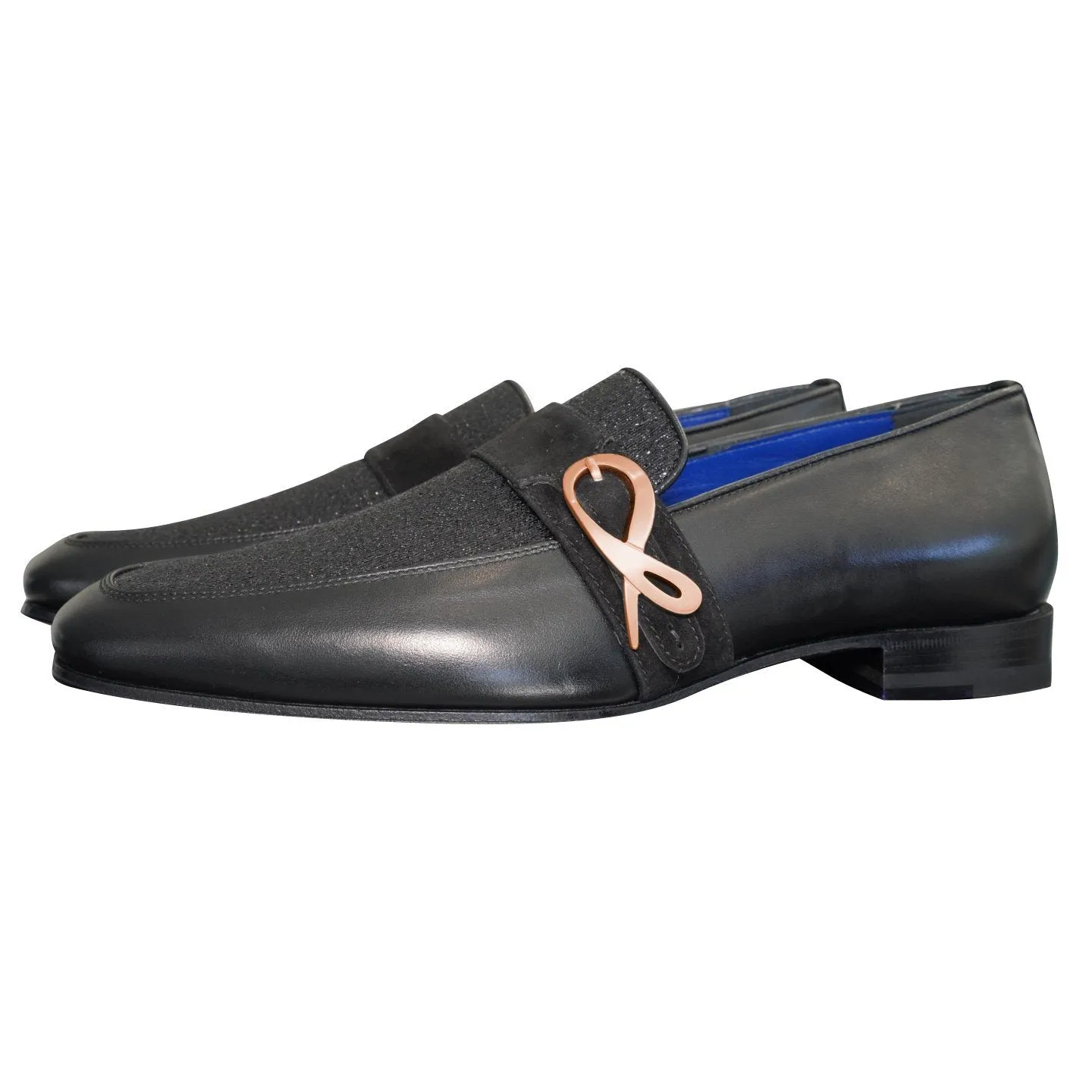 Black Diamante Leather Monk Rose Loafer