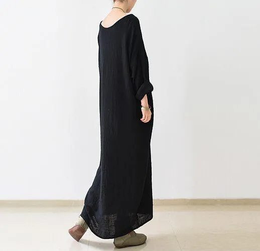 Black Linen Dress with Pockets  | Zen