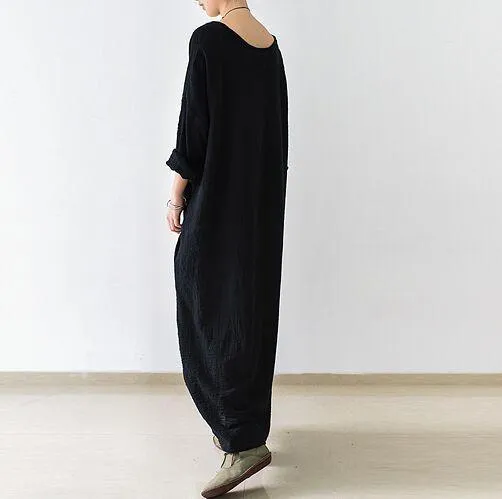 Black Linen Dress with Pockets  | Zen