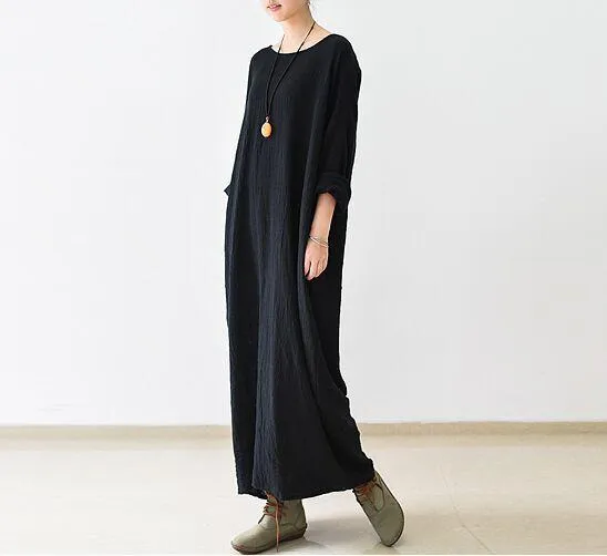 Black Linen Dress with Pockets  | Zen