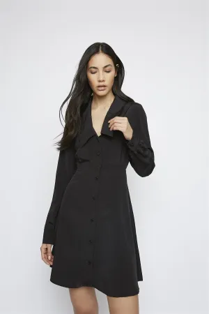 Black Long-Sleeve V-Neck Mini-Dress