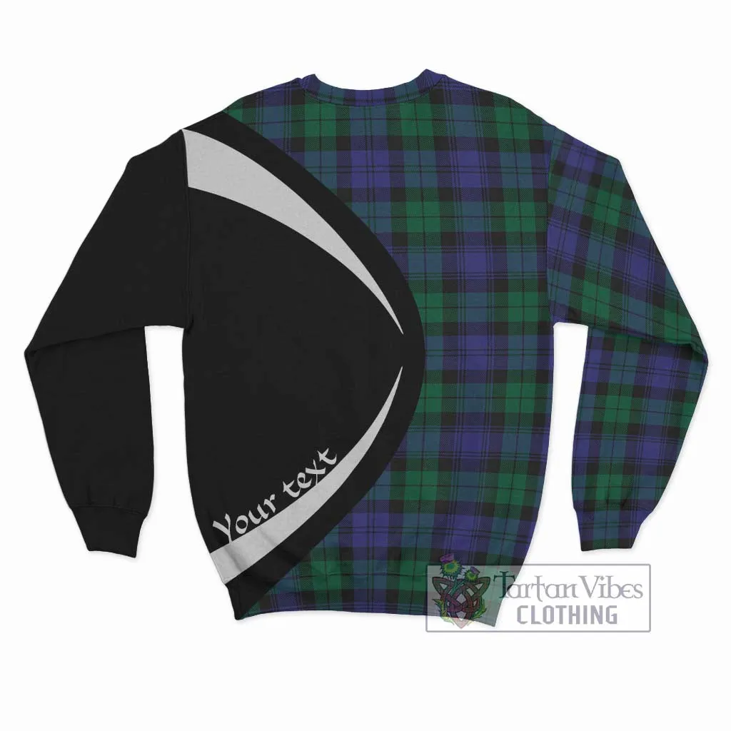 Black Watch Modern Tartan Sweatshirt with Family Crest Circle Style