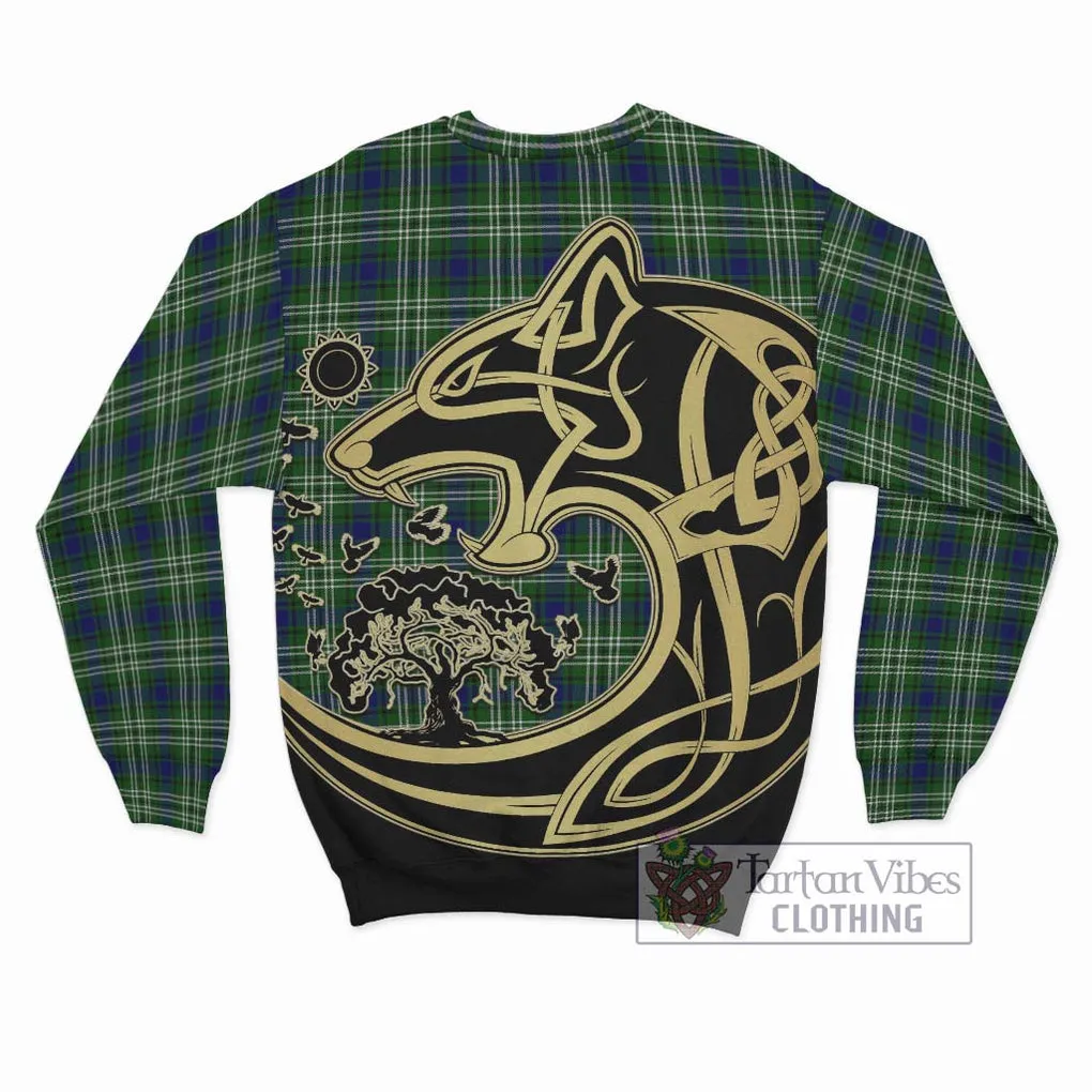 Blackadder Tartan Sweatshirt with Family Crest Celtic Wolf Style