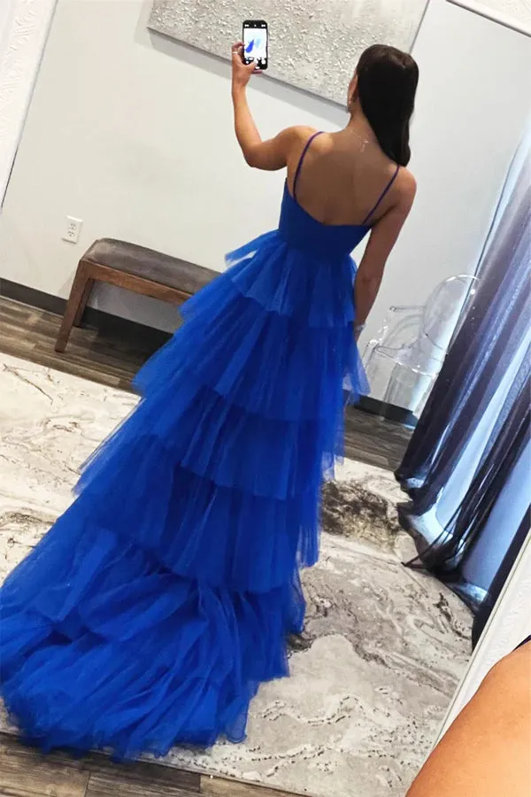 Blue Tulle Layers Long Formal Dress Princess Prom Dresses PSK548