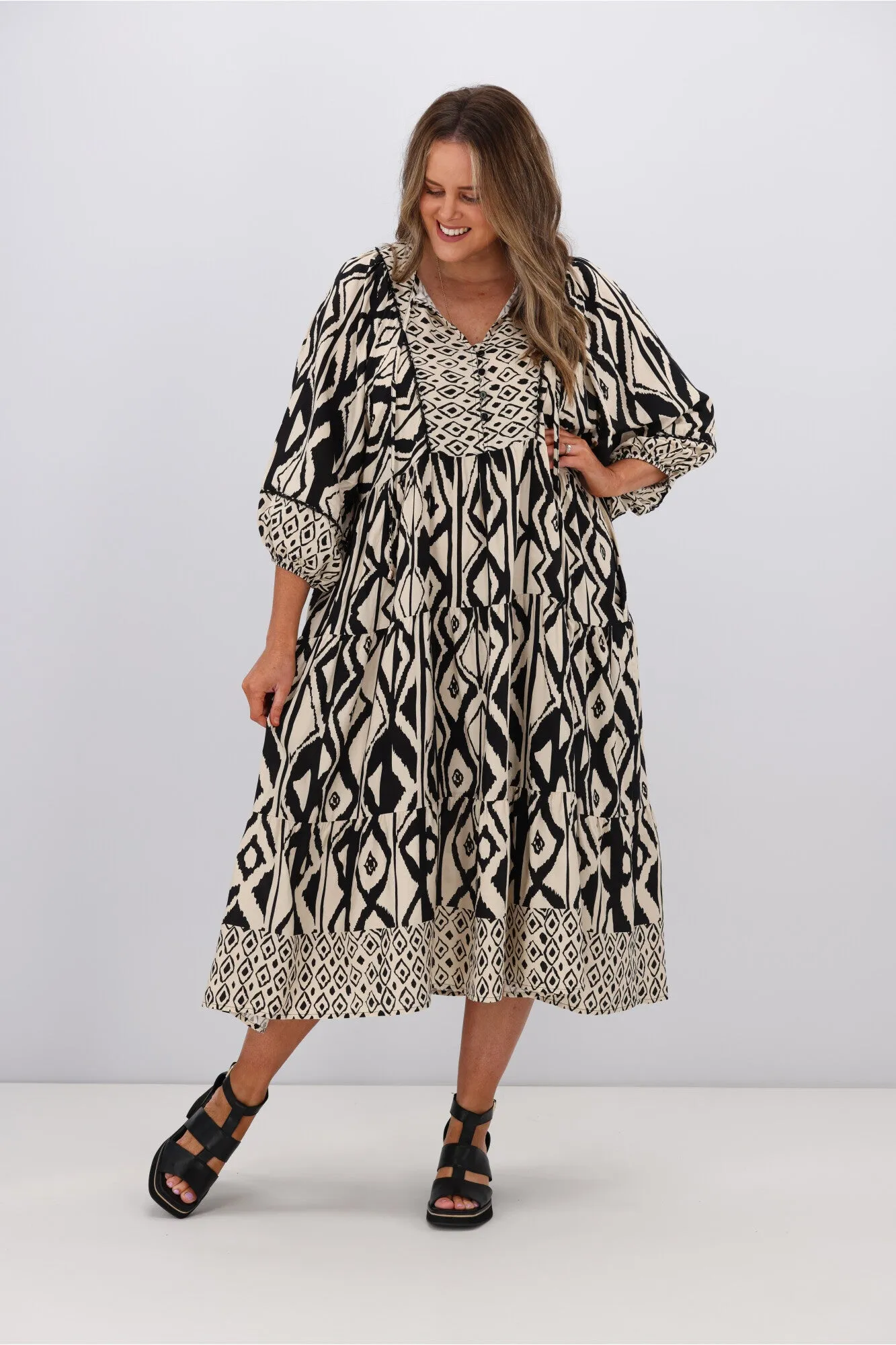 Boho Australia Geraldine Dress Black Beige