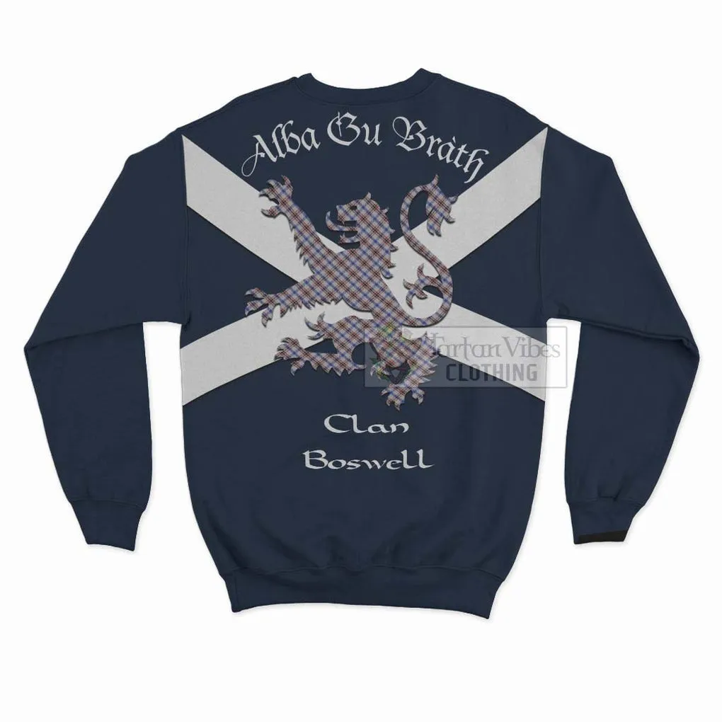 Boswell Tartan Lion Rampant Sweatshirt  Proudly Display Your Heritage with Alba Gu Brath and Clan Name