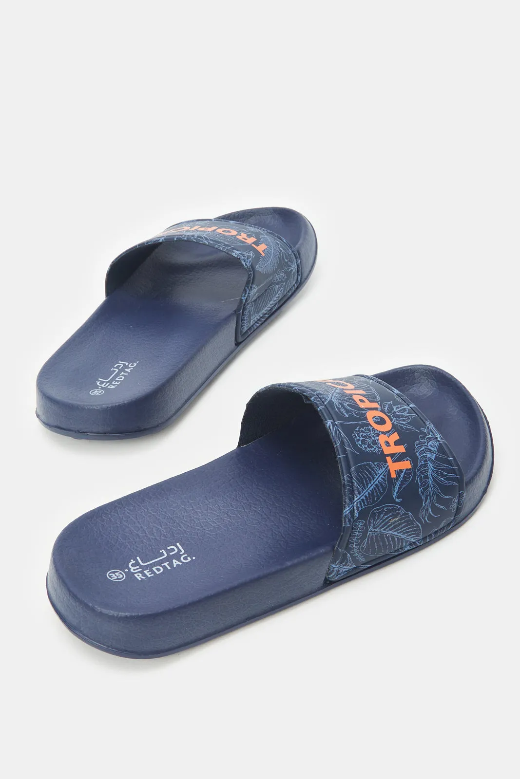 Boys Navy Embossed Slide