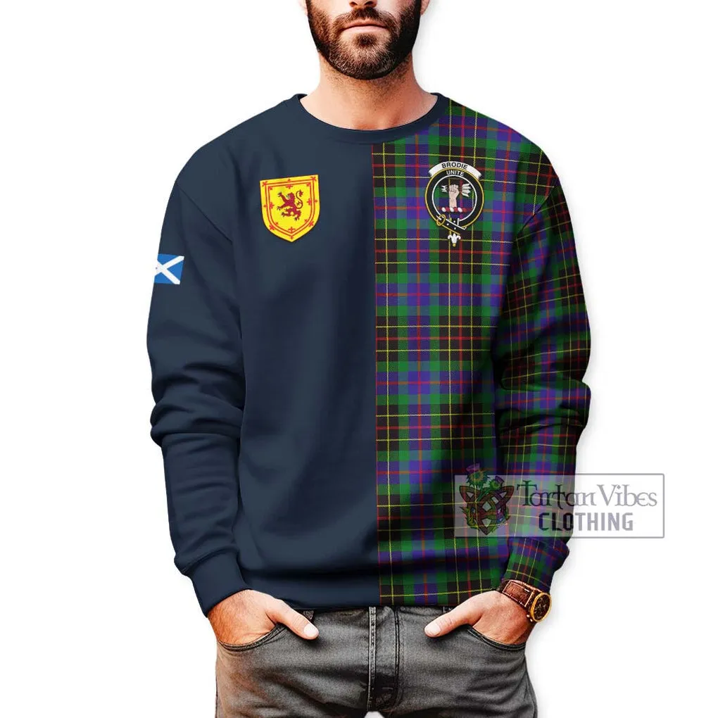 Brodie Hunting Modern Tartan Sweatshirt Alba with Scottish Lion Royal Arm Half Style