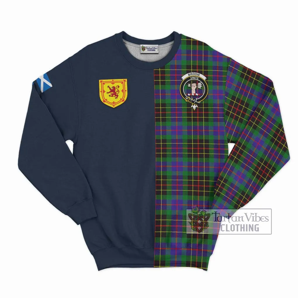 Brodie Hunting Modern Tartan Sweatshirt Alba with Scottish Lion Royal Arm Half Style