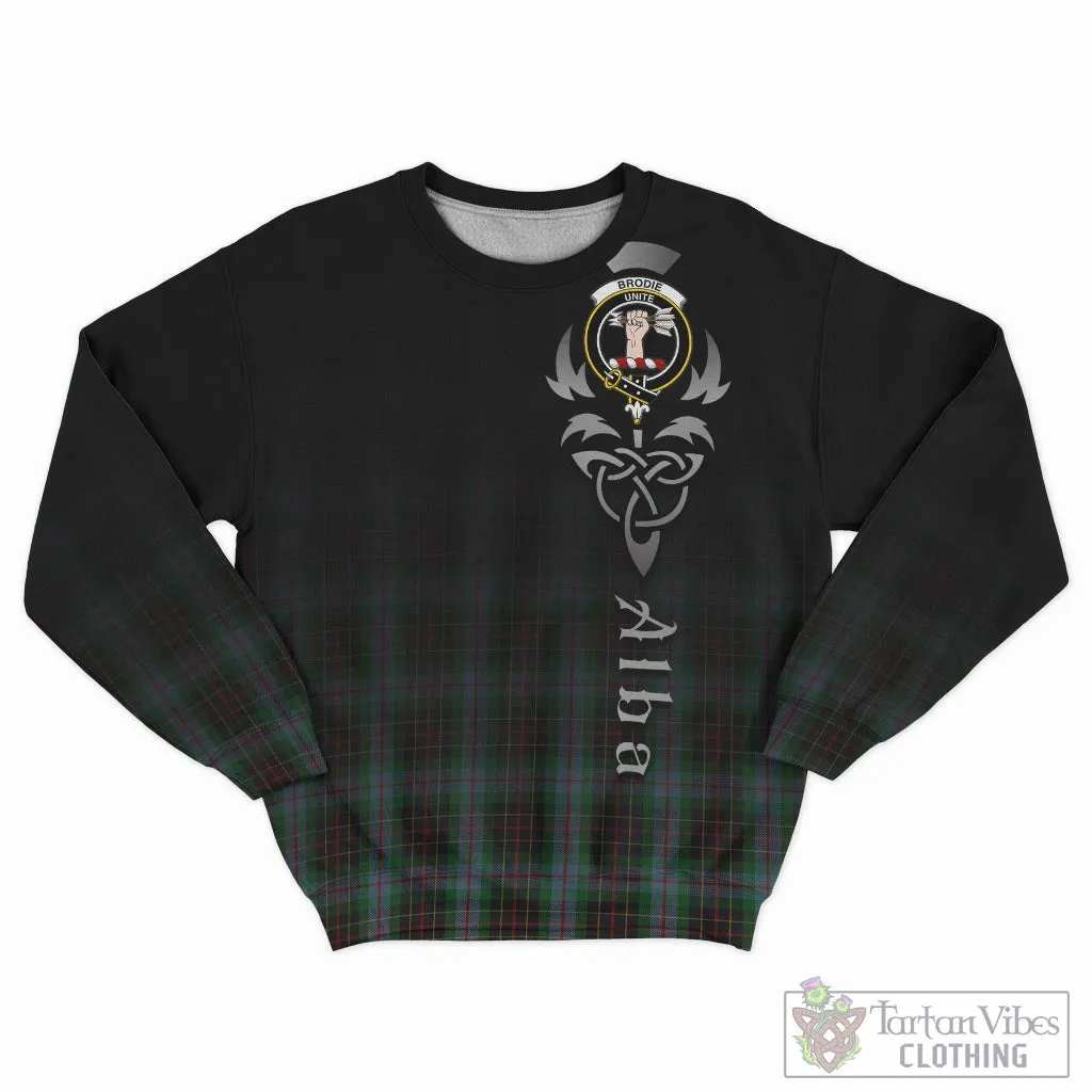 Brodie Hunting Tartan Sweatshirt Featuring Alba Gu Brath Family Crest Celtic Inspired