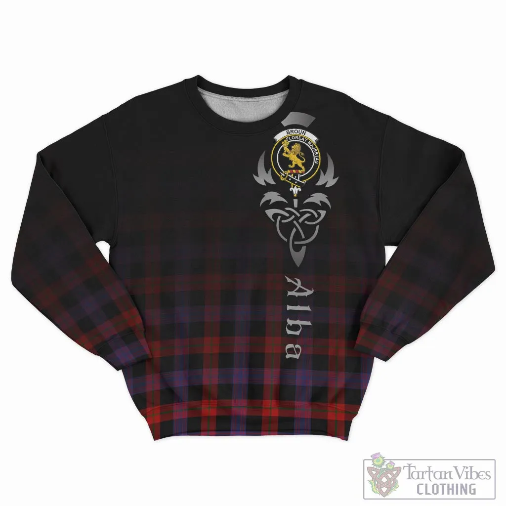 Broun Modern Tartan Sweatshirt Featuring Alba Gu Brath Family Crest Celtic Inspired