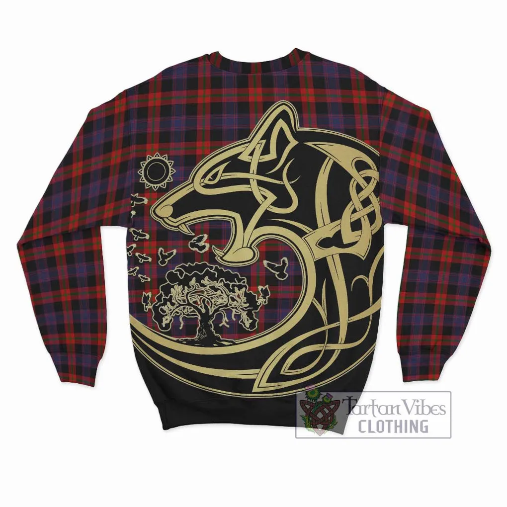 Brown (Broun) Tartan Sweatshirt with Family Crest Celtic Wolf Style