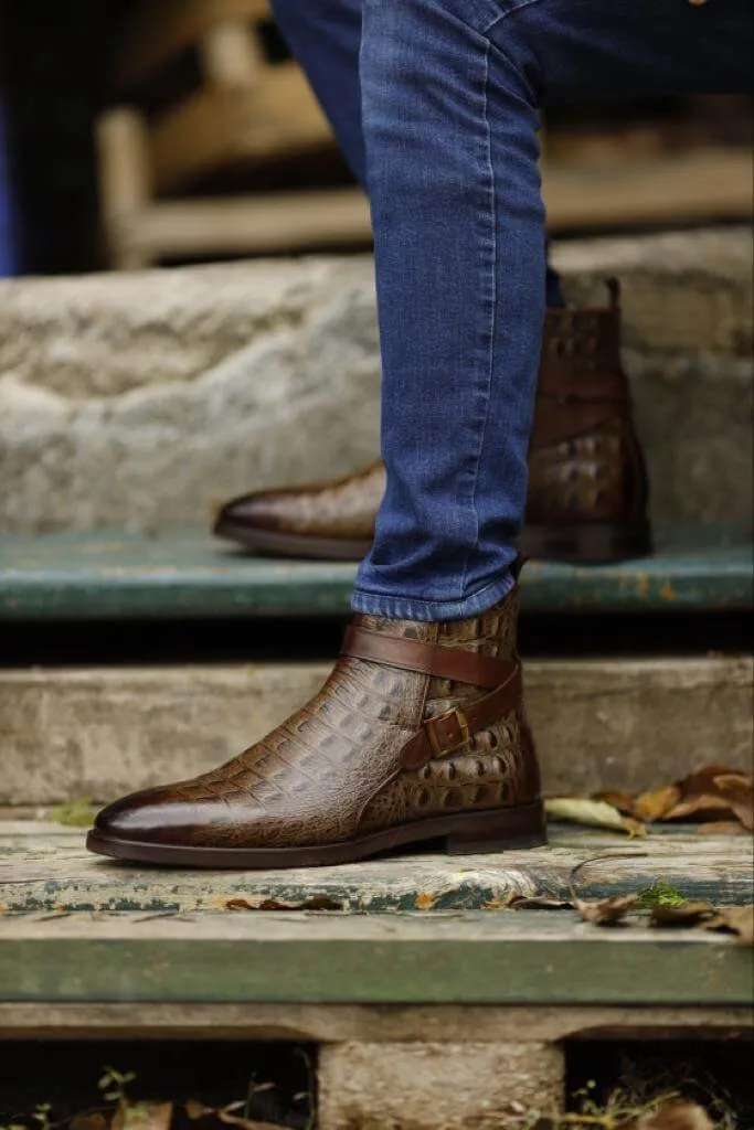 Brown Buckle Chelsea Boots