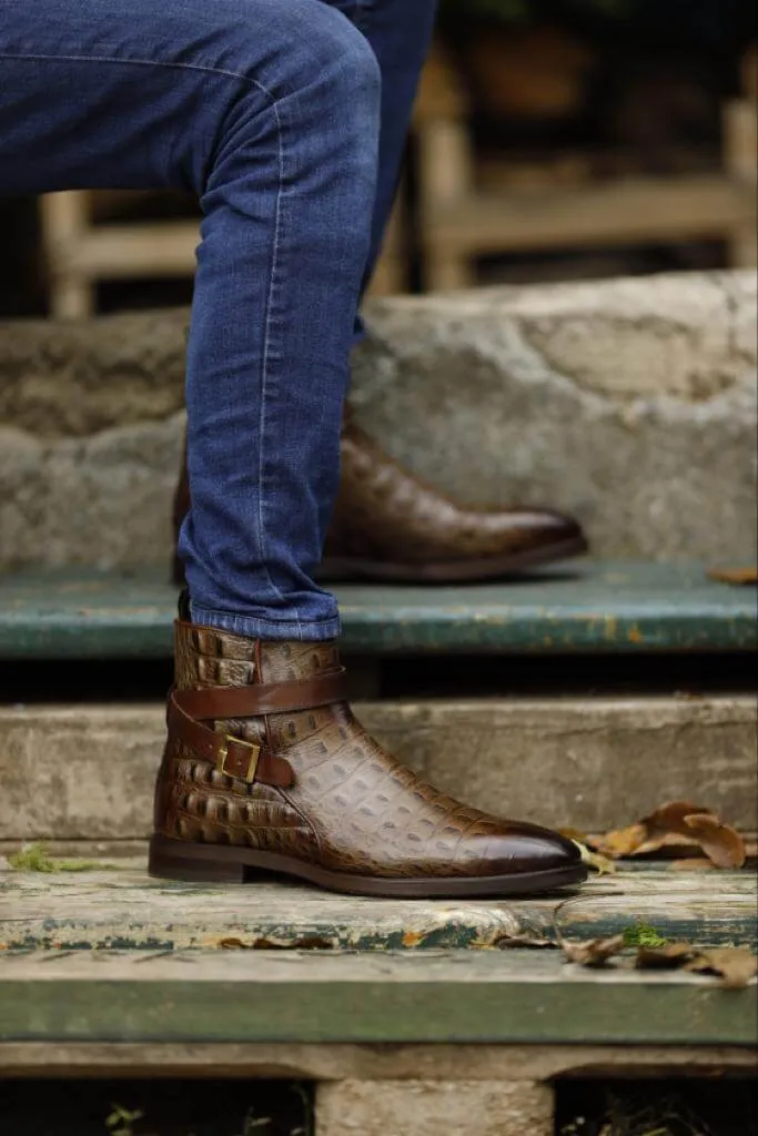 Brown Buckle Chelsea Boots