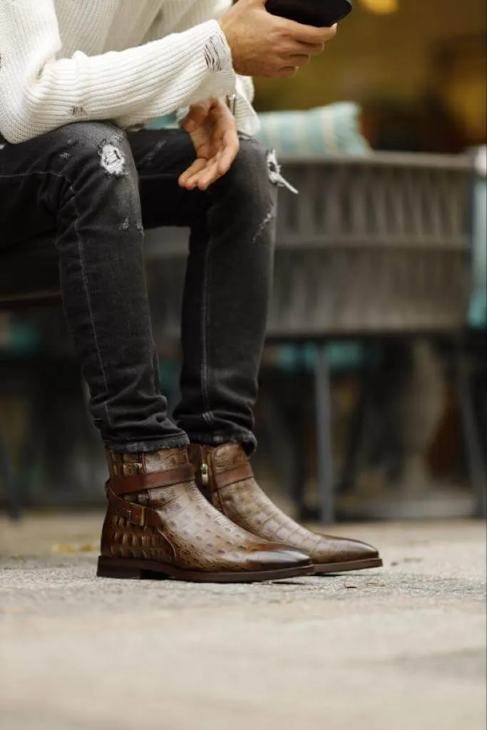 Brown Buckle Chelsea Boots