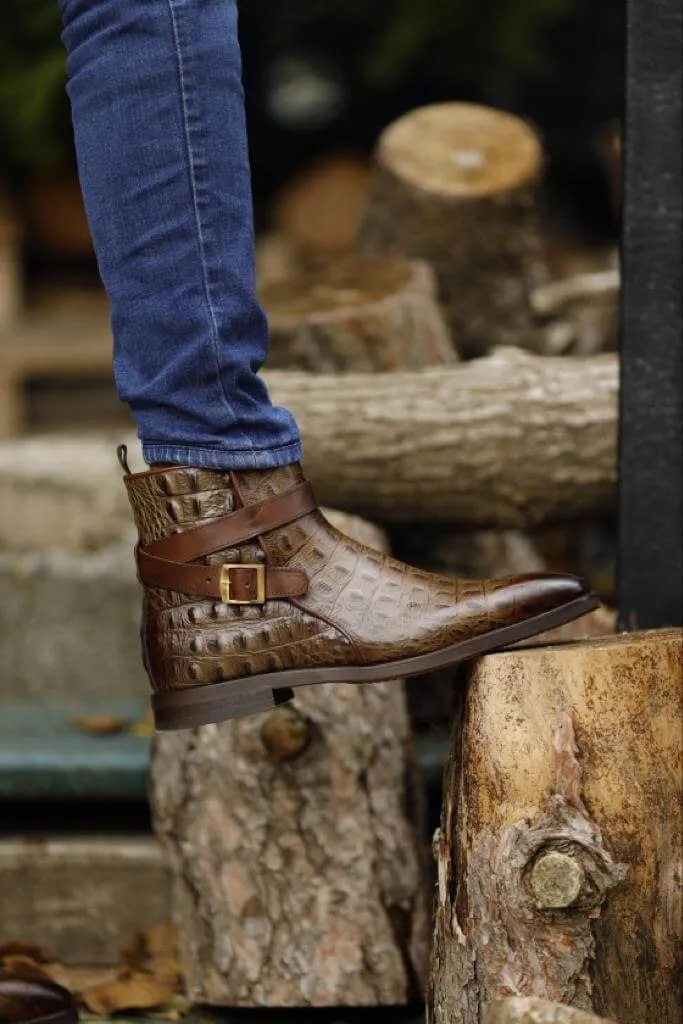 Brown Buckle Chelsea Boots