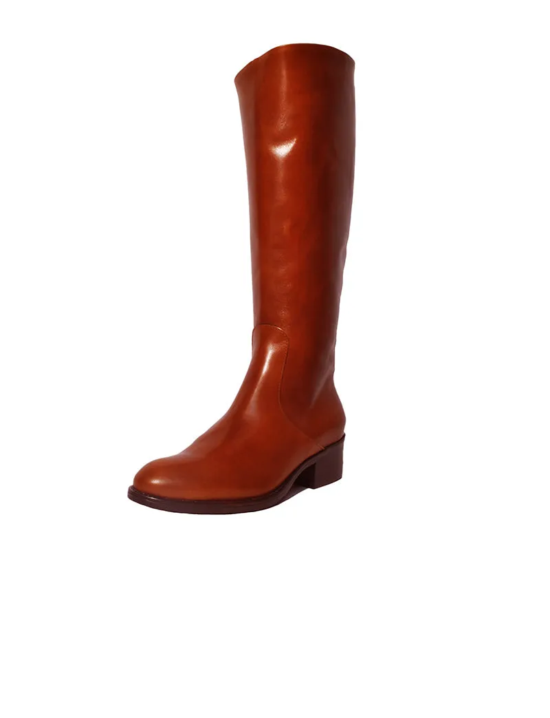 Brown Leather Knee-High Boots