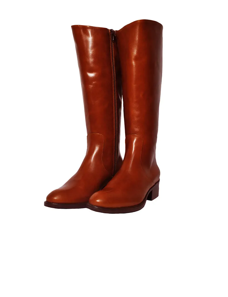 Brown Leather Knee-High Boots